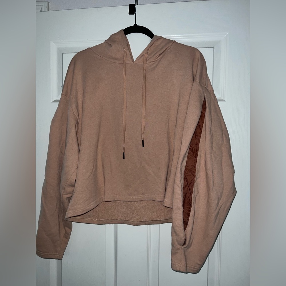Fabletics Women’s Tan Cropped Hoodie Sweater